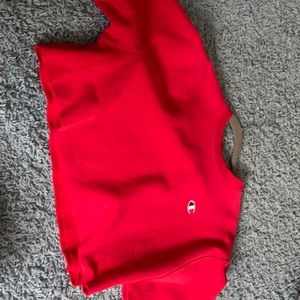 Red cropped champion sweatshirt